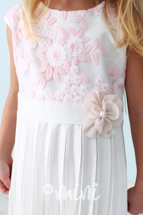 Krajkové šaty s překládanou sukní - bílé