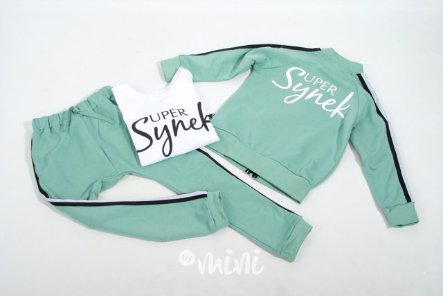 Super synek lampas chlapecký set mint - mikina + baggy