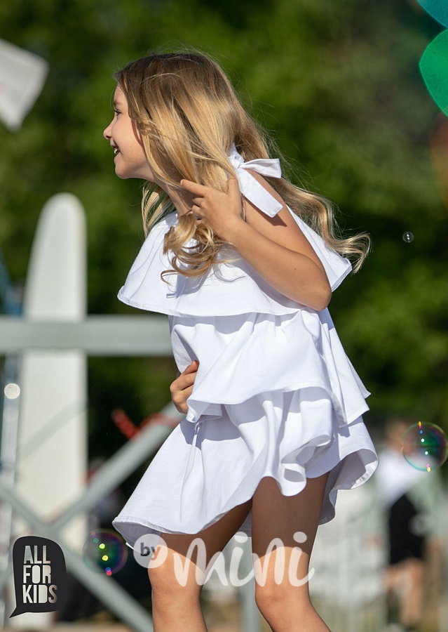 Boho frill letní šaty - bílé