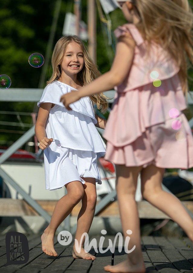 Boho frill letní šaty - růžové
