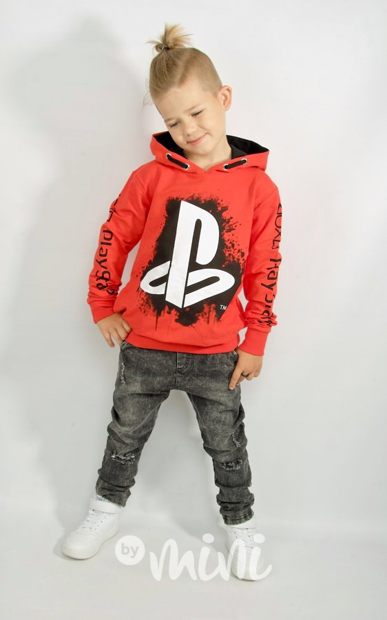 Playstation mikina - red/black