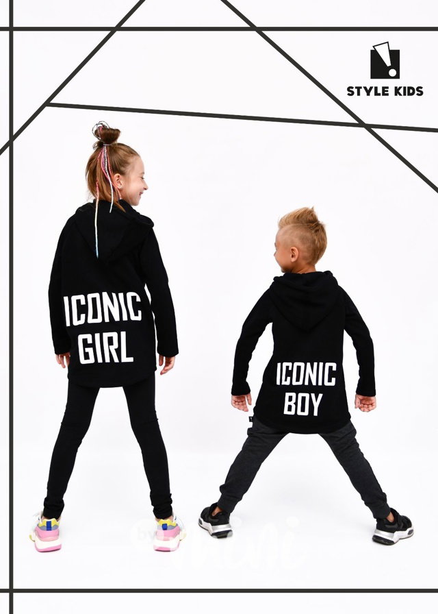 Iconic girl long mikina - černá