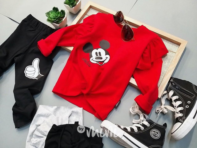 Mickey blůzka s řasením červená