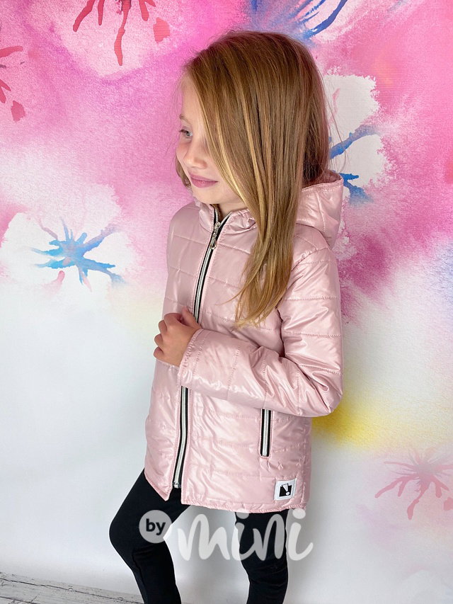 Jarní prošívaná long bunda - pudrová