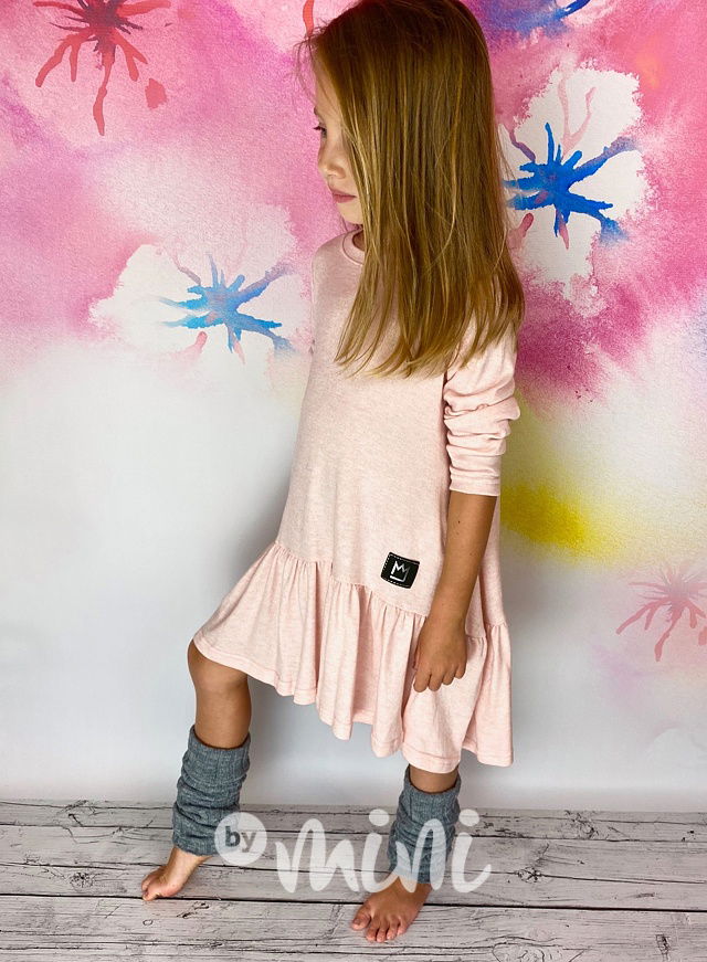 Oversize dětské šaty pudrové 