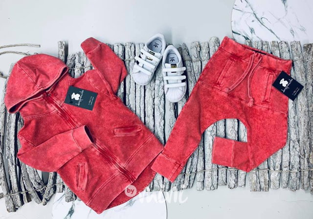 Despacito limited edition - acid wash red mikina + baggy