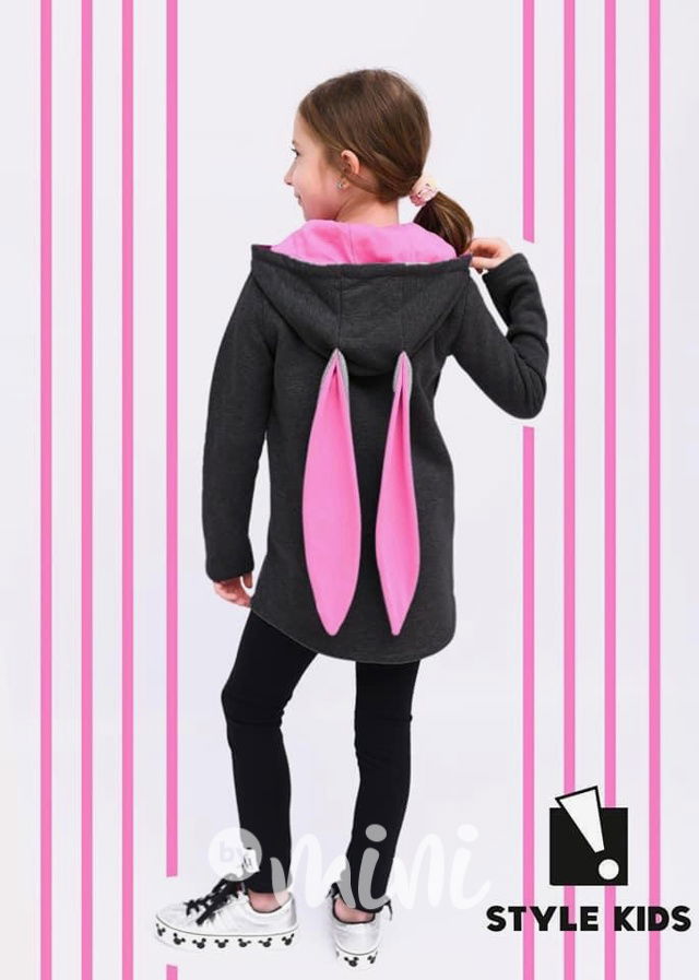 TERMO oteplená long mikina BUNNY - dark grey
