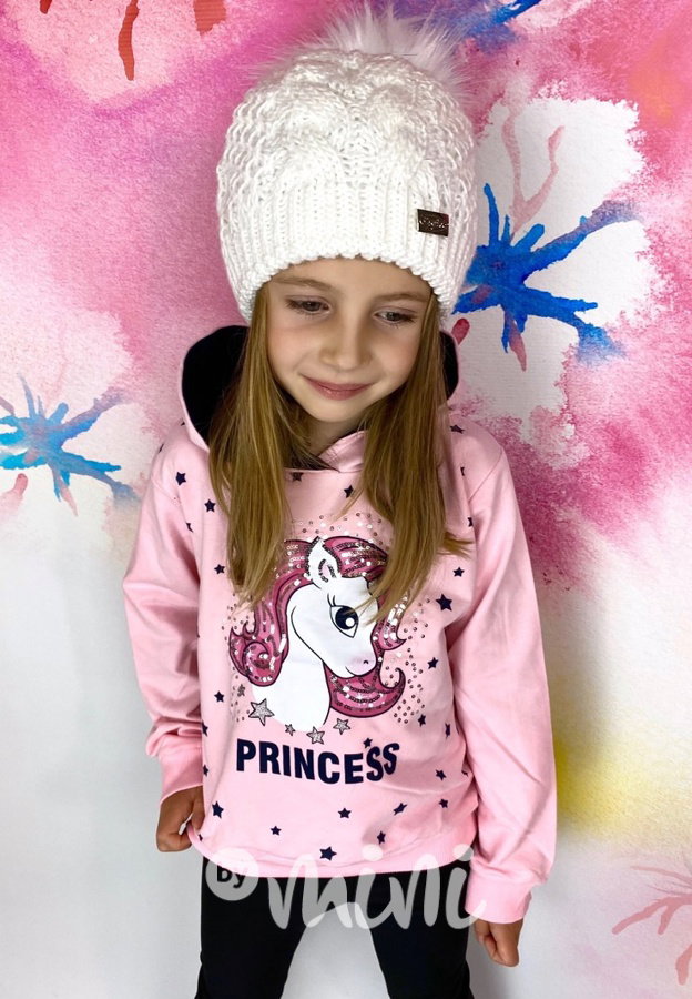 Unicorn mikina s flitry - pink
