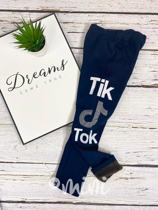 Tik Tok zimní vyteplené TERMO legíny - modré