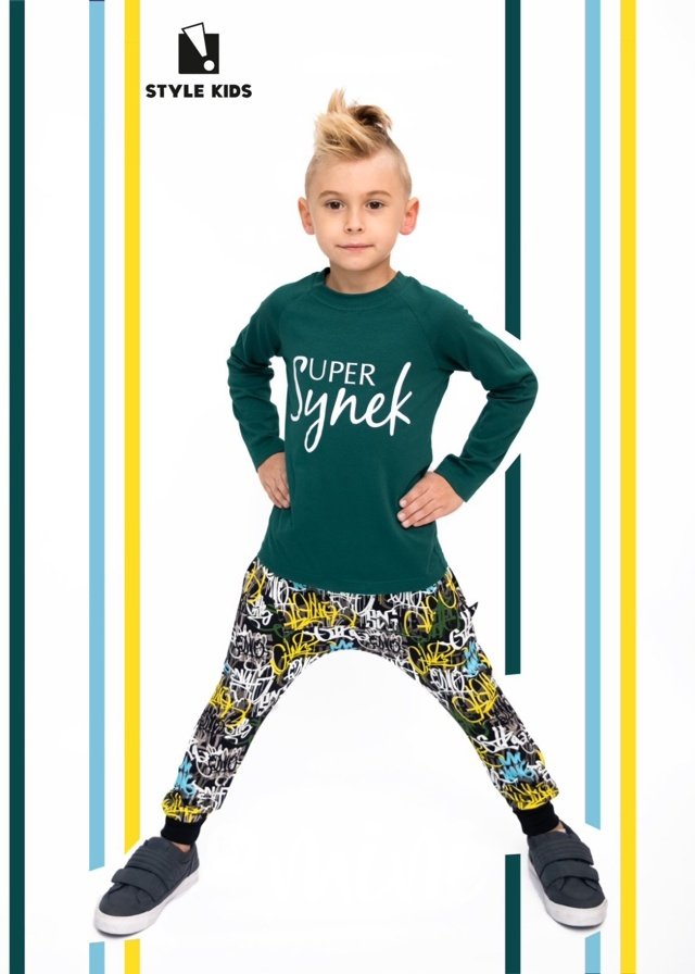 Super synek smaragdové chlapecké triko s dlouhým rukávem