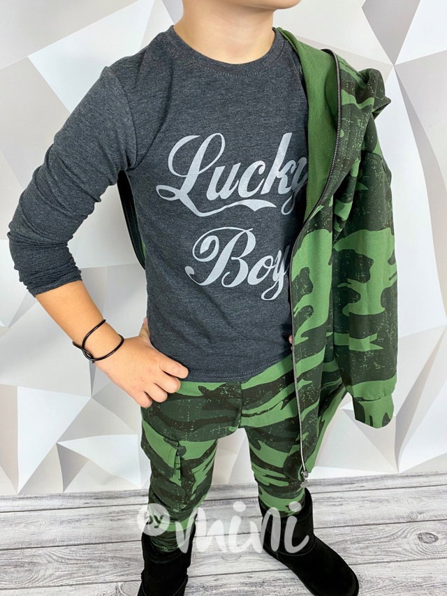 Lucky boy longsleeve chlapecké triko - šedé