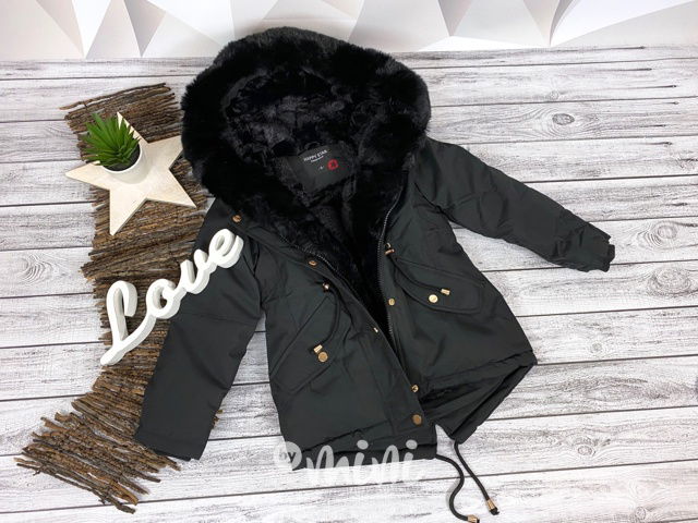 Zimní kožíšková parka černá