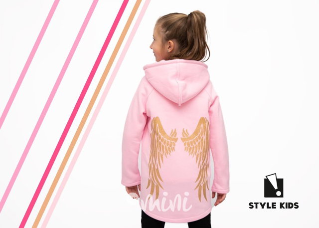 Angel - vyteplená dlouhá mikina růžová