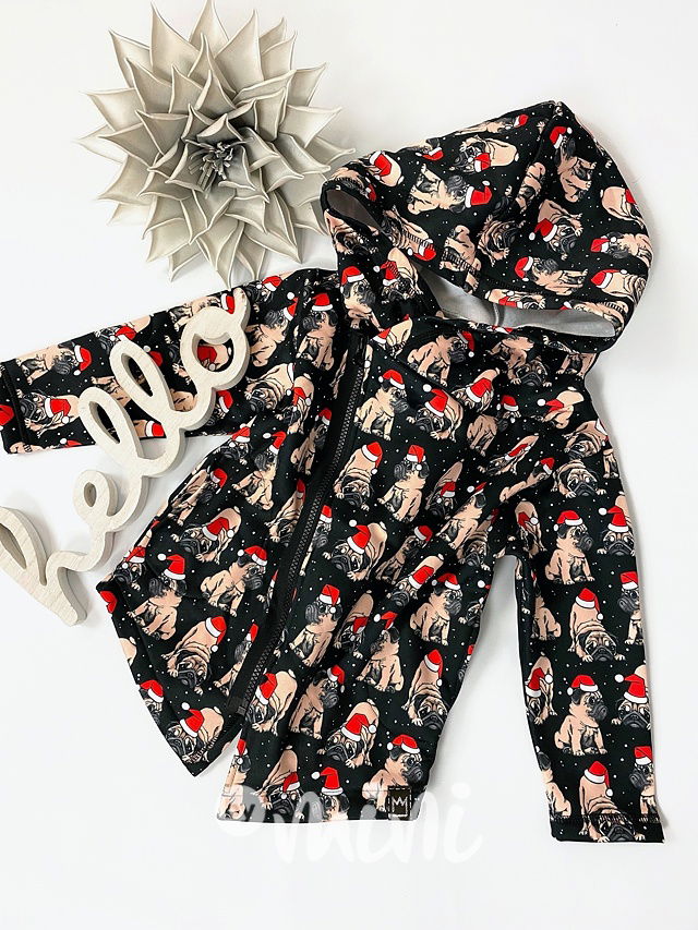 Dětská oteplená vánoční mikina mopsík Xmas