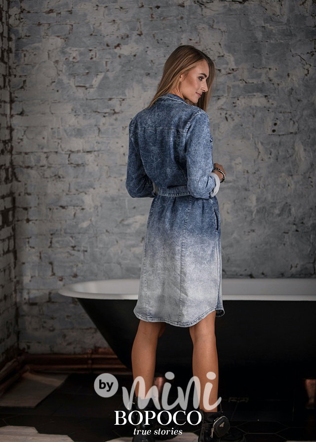Denim dívčí šaty - ice blue ombre #MiniMe