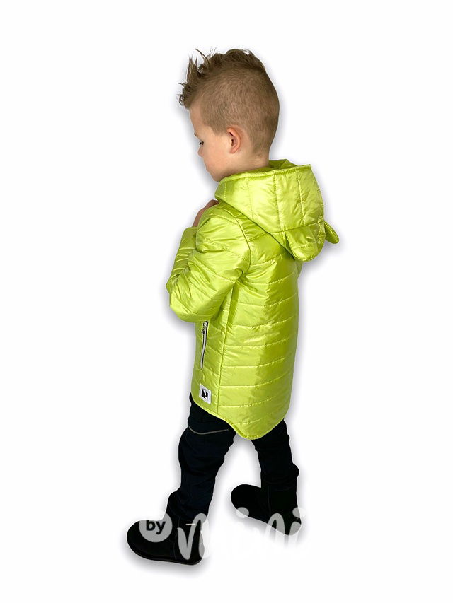 Prošívaná long bunda ouška - lemonková