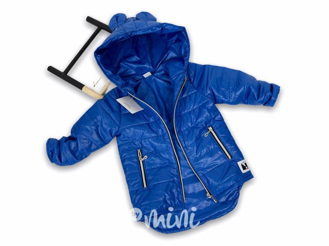 Prošívaná long bunda ouška - blue