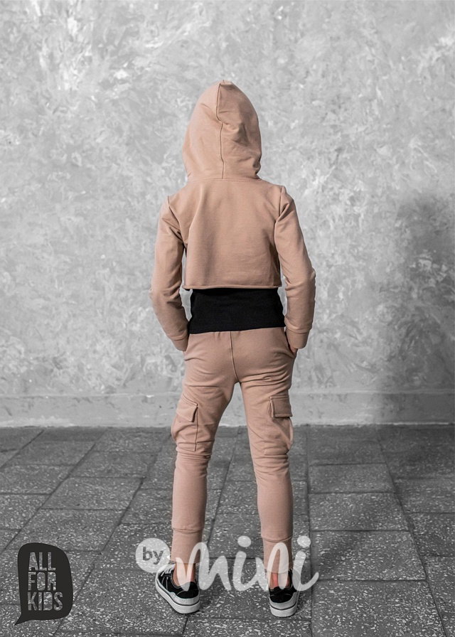 Girl power hoodie crop mikina nude *AFK*
