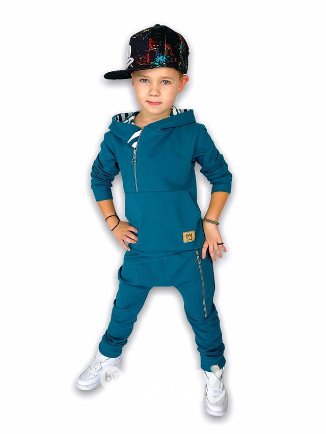 Baggy tepláky se zipem - petrol