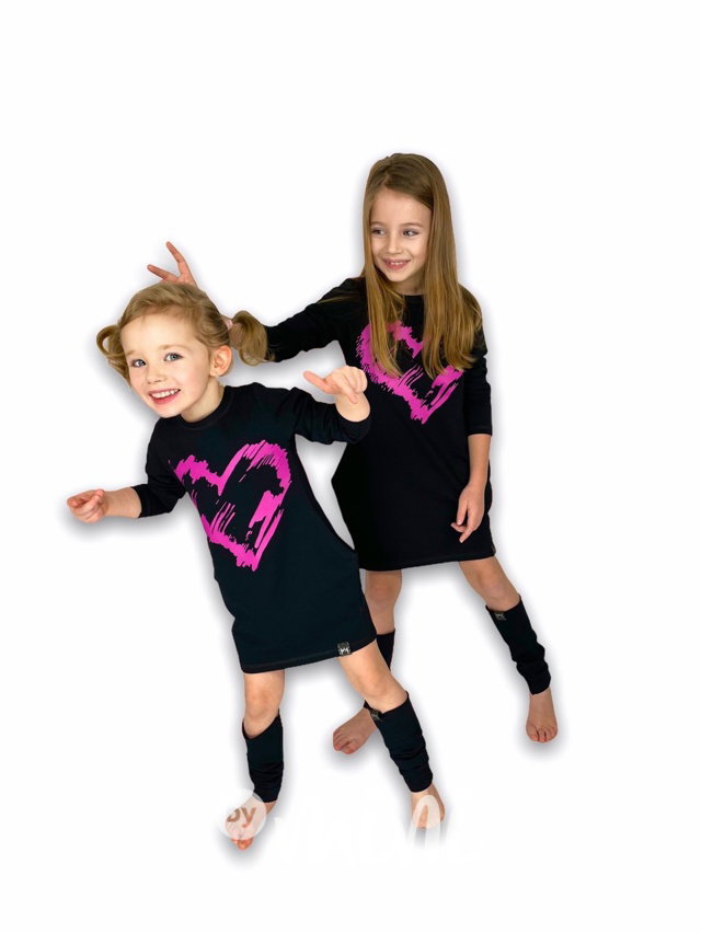 HEART asymetrická dívčí tunika srdce + návleky - black