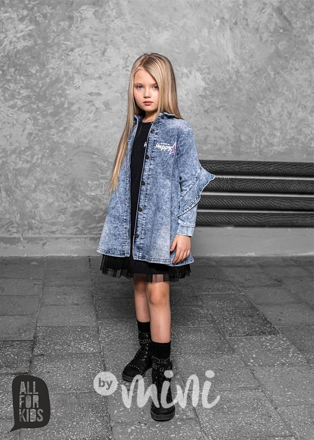 Jeans košilová dívčí tunika ice blue *AFK*