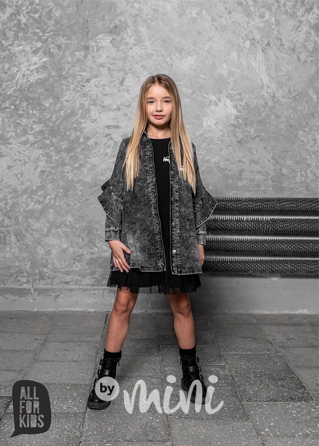 Jeans dívčí košilová tunika ice black *AFK*