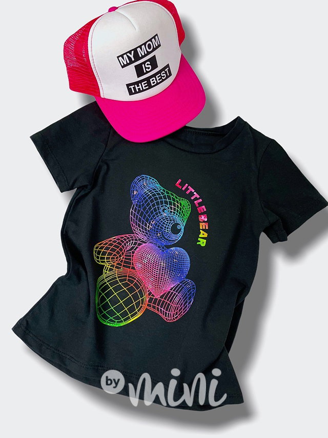 Rainbow bear dívčí triko černé