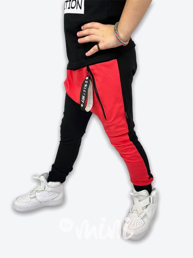 Street boy baggy tepláky black/papaya