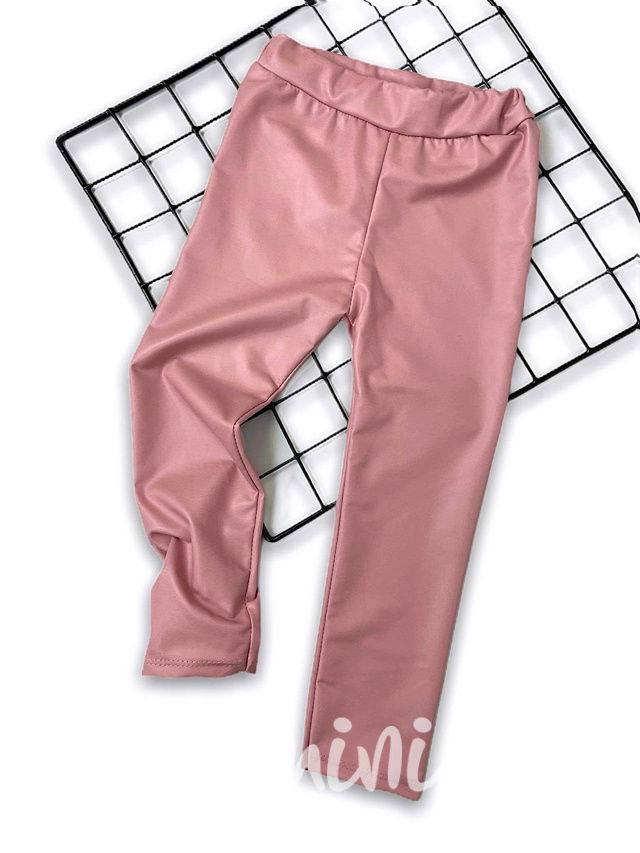 Eco leather thin legíny pudr růžové