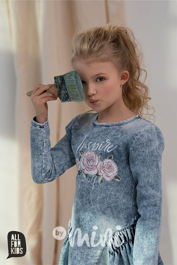 Soft jeans šaty ROSE ice blue *AFK*