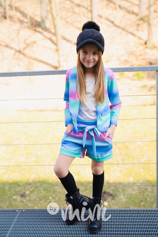 Watercolor sako + šortky blue