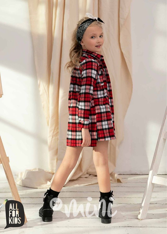 Dívčí FLAUŠOVÁ RED KARO KOŠILE *AFK*