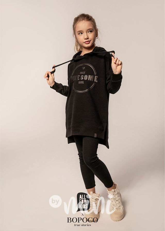 Žebrované dívčí legíny černé