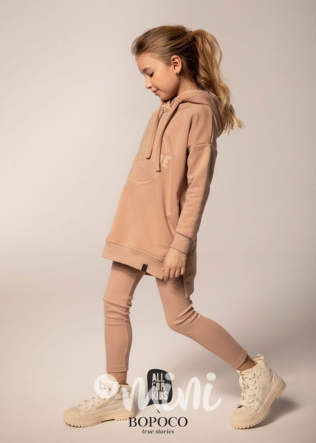 Žebrované legíny máma a dcera - béžová