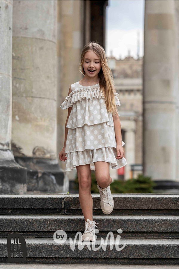 Elegant boho šaty puntík beige *AFK*