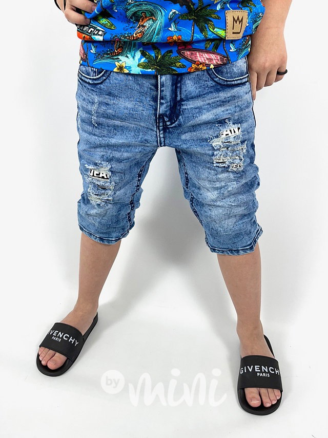 Ripped jeans kraťasy - blue