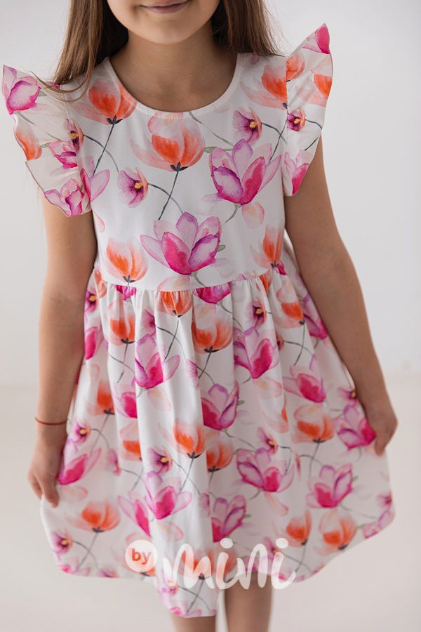 Pink orange blossom dívčí šaty