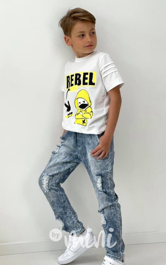 REBEL triko bílé
