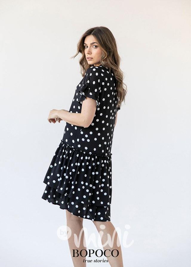 Dámské puntíkaté letní šaty - black