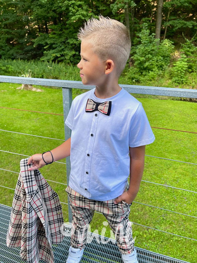 Chlapecké triko alá košile London style motýlek