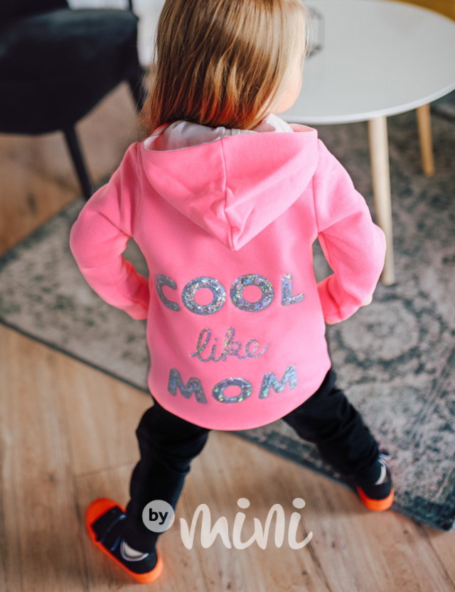 Neon růžová zateplená mikina cool like mom