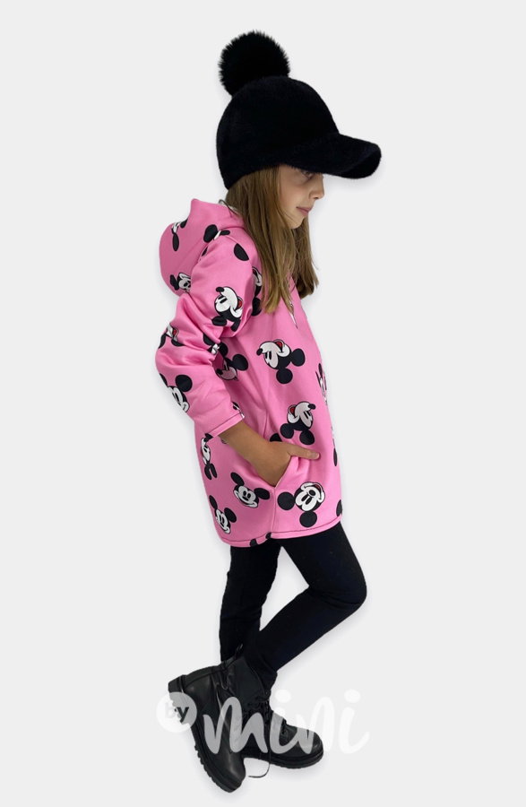 Mickey zateplená mikina růžová