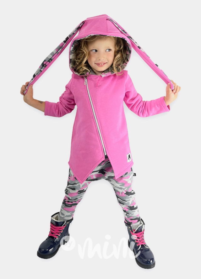 Baggy PINK army s kapsičkou a zipem