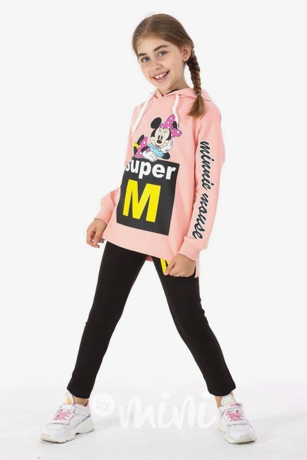 SUPER Minnie hoodie tunika + jegginy peach