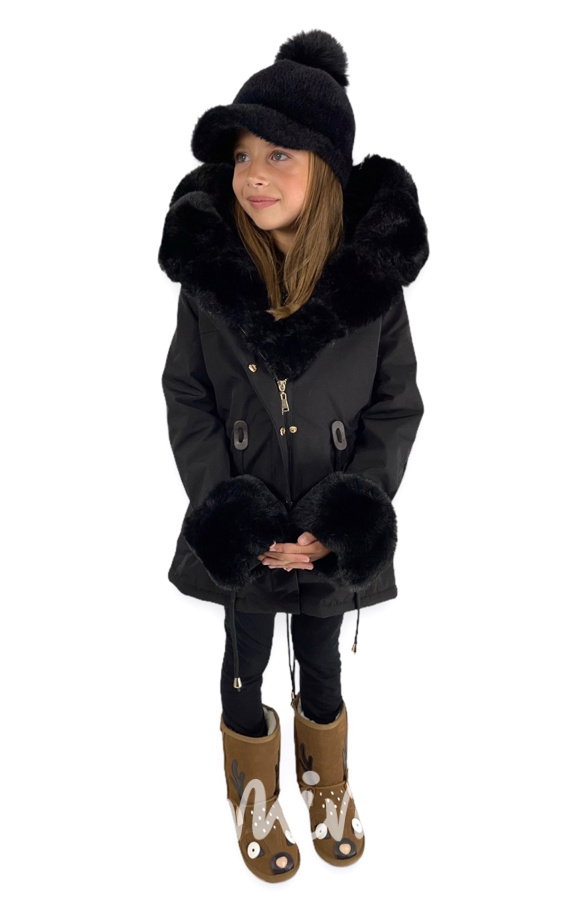 Zimní kožíšková parka - černá