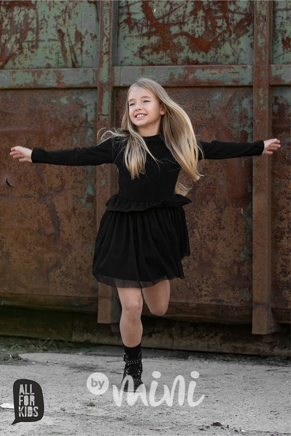 Svetrové šaty s tylem black