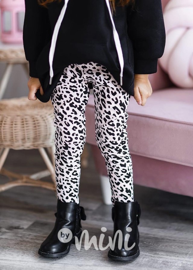 Leopard pink soft cotton legíny *Lily Grey*