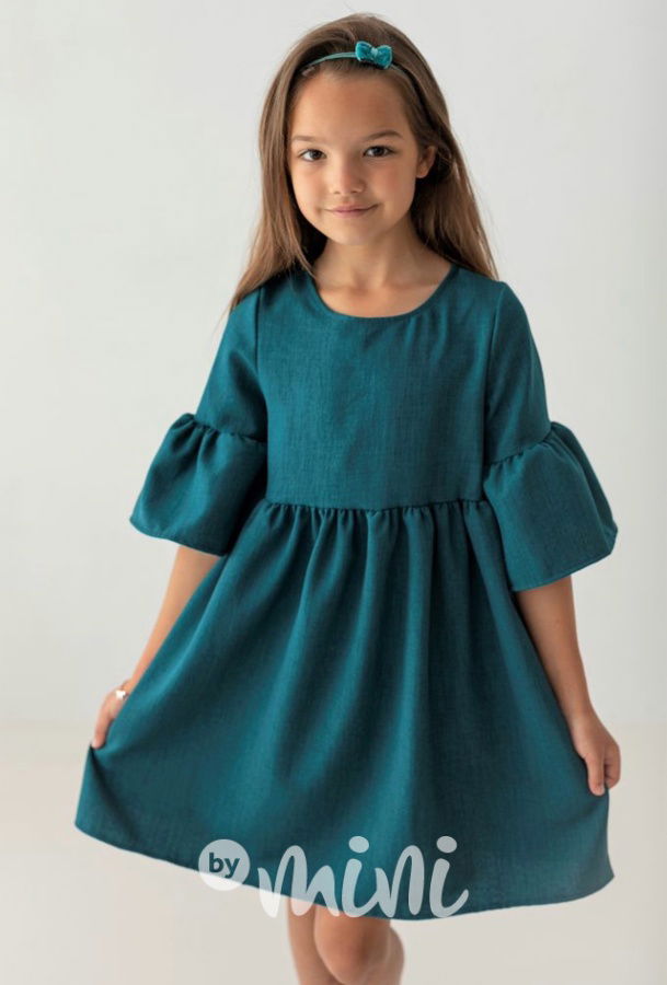 Smaragd Lily Grey šaty s balonovými rukávy