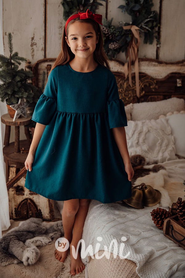 Smaragd Lily Grey šaty s balonovými rukávy