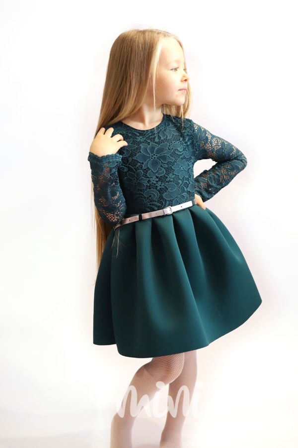 Sváteční slavnostní šaty pro holčičky smaragdové zelené